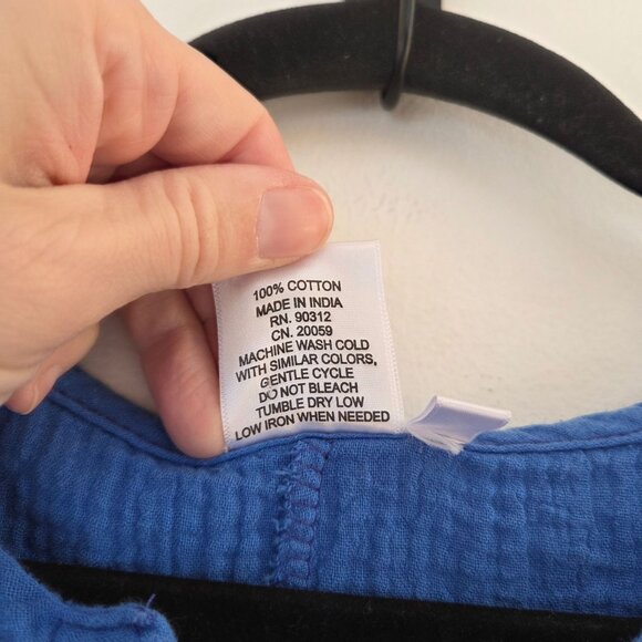 Parsley & Sage Blue Blouse Top Shirt Muslin Gauzy Cotton Boho Lagenlook Size XL - Picture 7 of 7